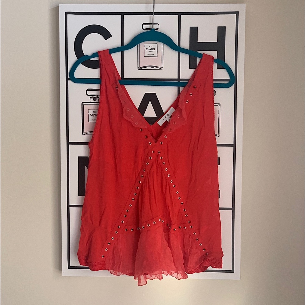 IRO Red Flowy Tank Top Blouse